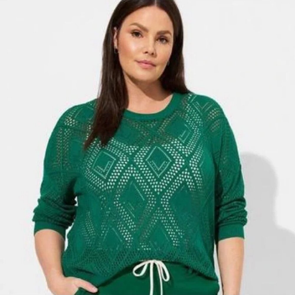 Torrid Pointelle Pullover Long Sleeve Sweater